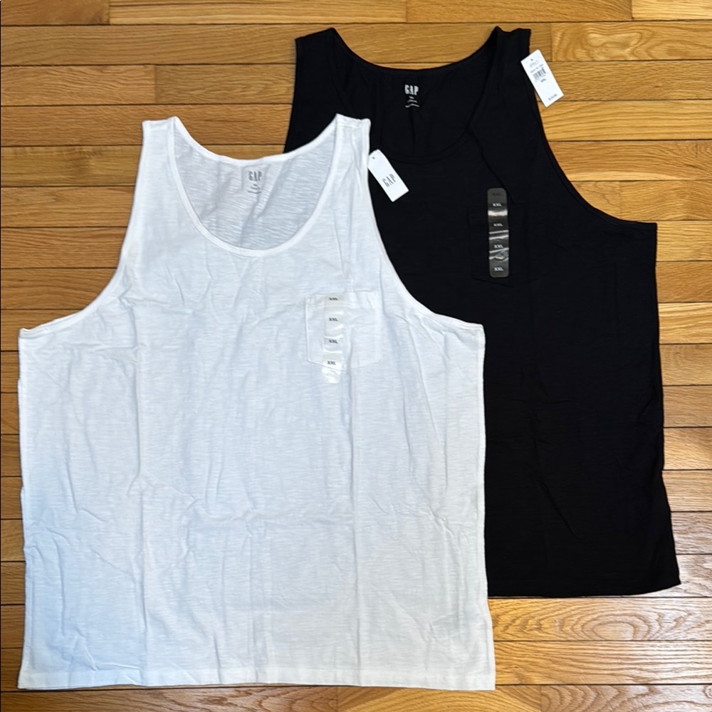 2 Gap Tank Top (Bundle) Black & White  with Pocket, Lightweight Sleeveless - XXL